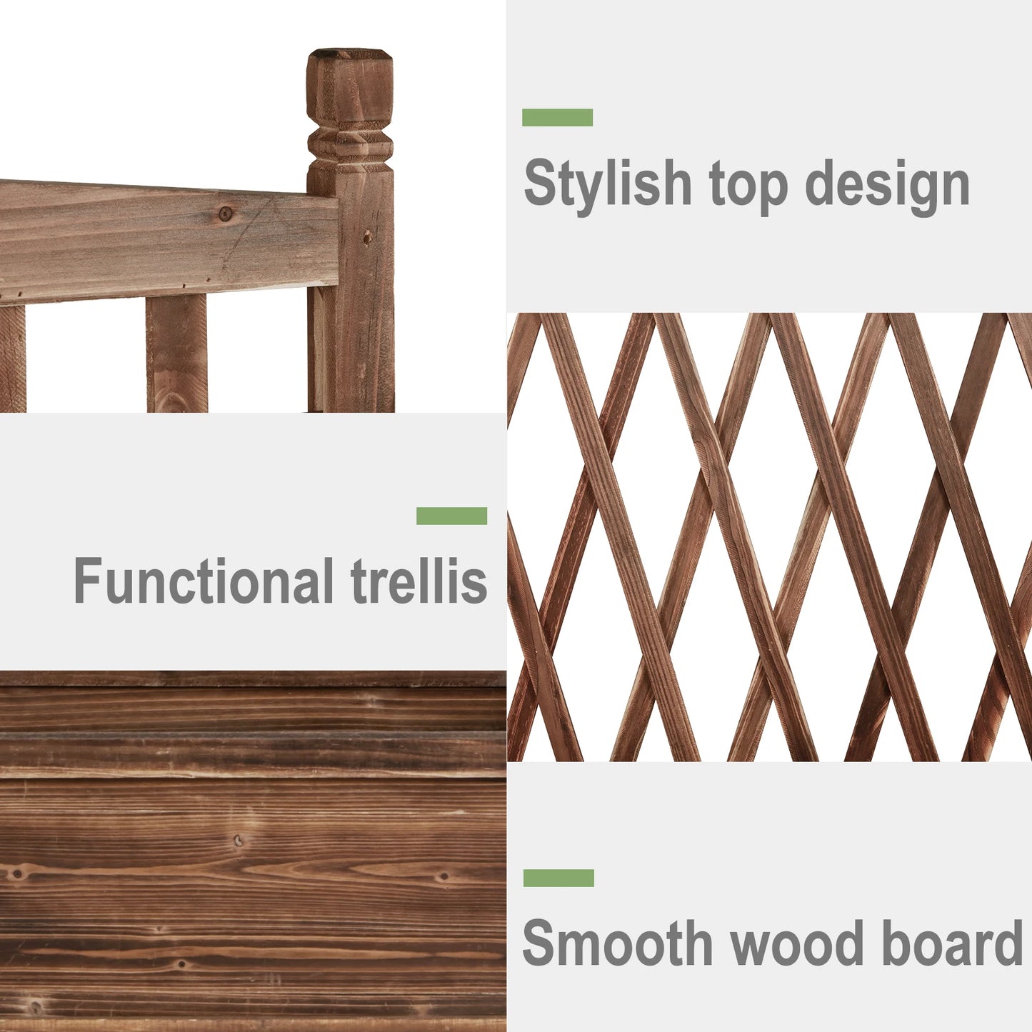Raised Wooden Garden Bed With Trellis For Vegetables