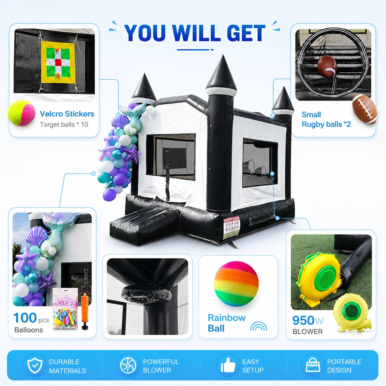 Commercial PVC Inflatable Bouncy Castle With Basketball Hoop
