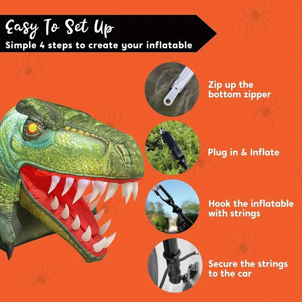 Animated Halloween Inflatable Dinosaur With LED Lights For Outdoor Decoration