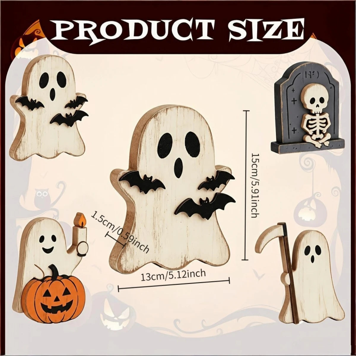 Halloween Mini Ghost Tiered Tray Home Decor Accent Set