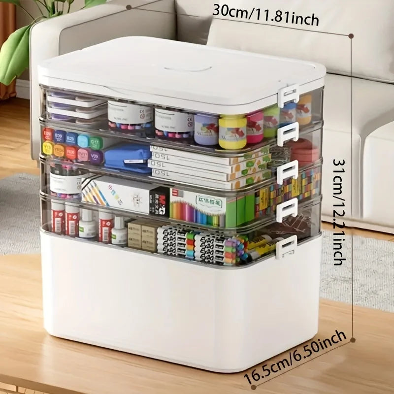 Large Capacity Multi Layer Transparent First Aid Box With Compartments