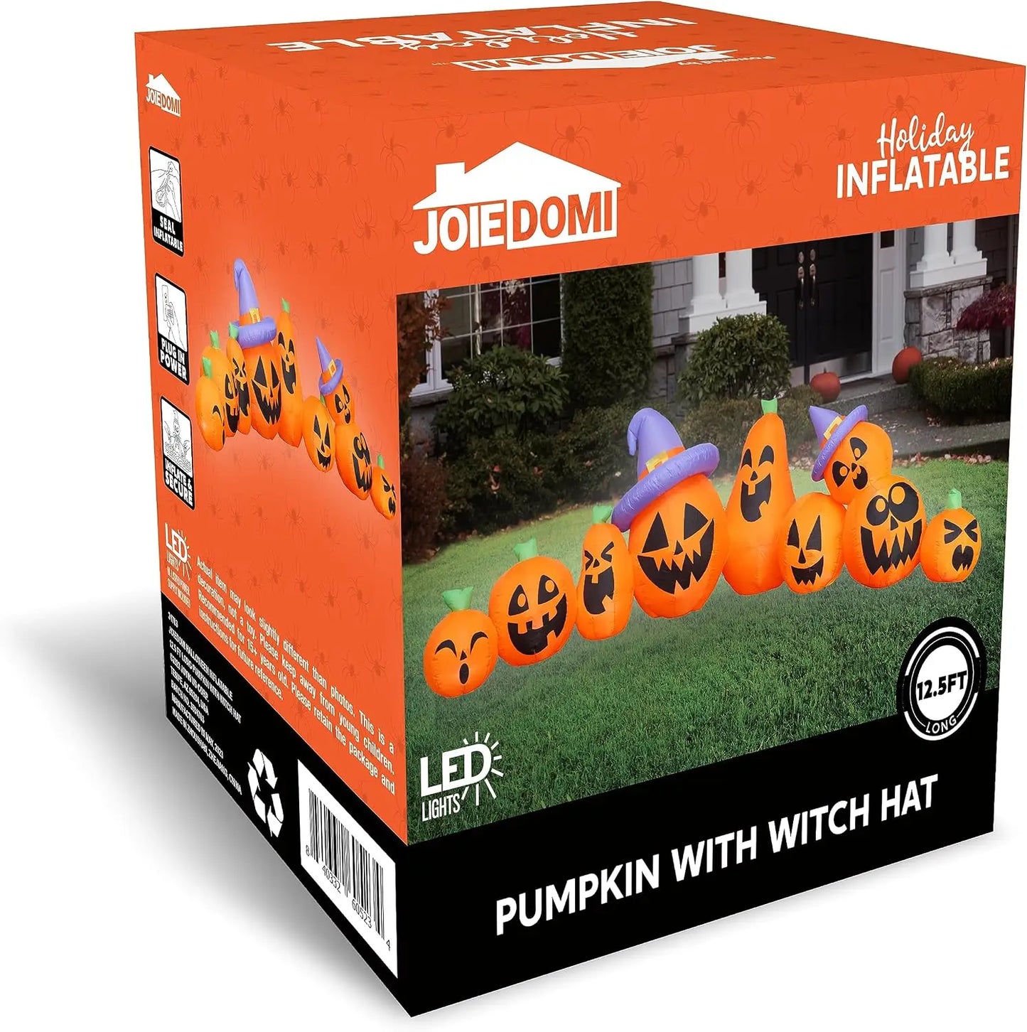Halloween Inflatable Pumpkin Yard Decoration With LED Witch Hat