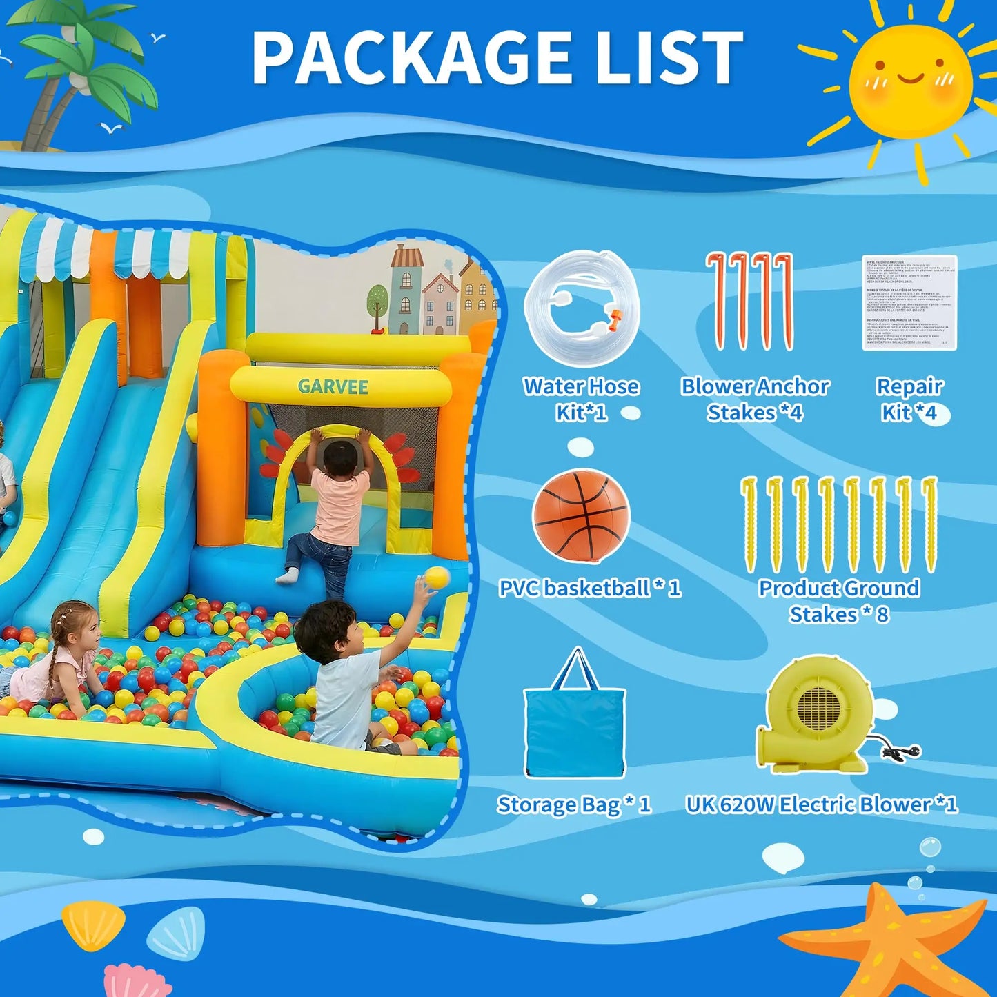 Himiss Eight In One Inflatable Water Slide Bounce House Blower