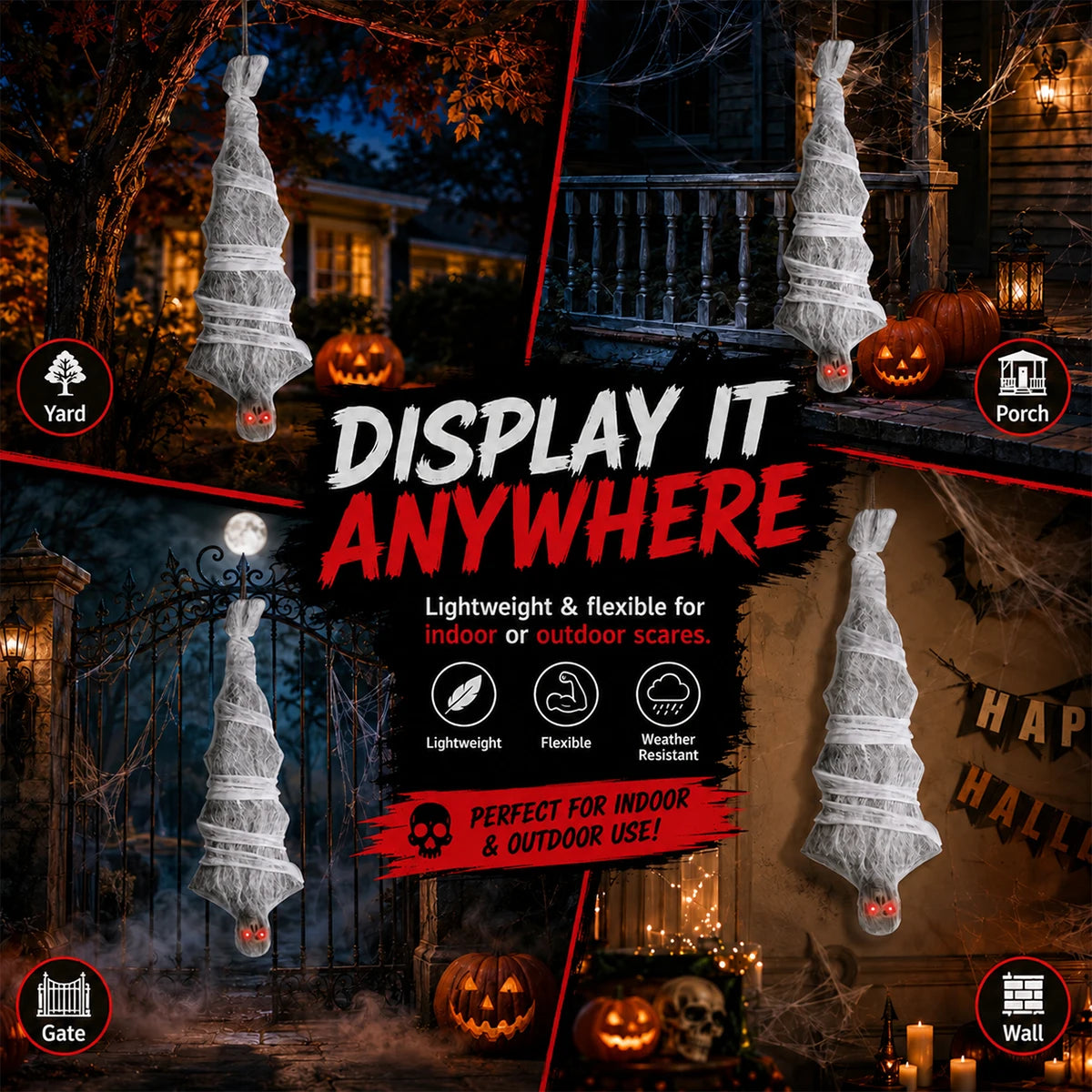 Electric Animated Upside Down Zombie Mummy Halloween Decor