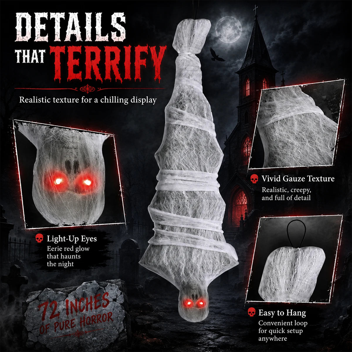 Electric Animated Upside Down Zombie Mummy Halloween Decor