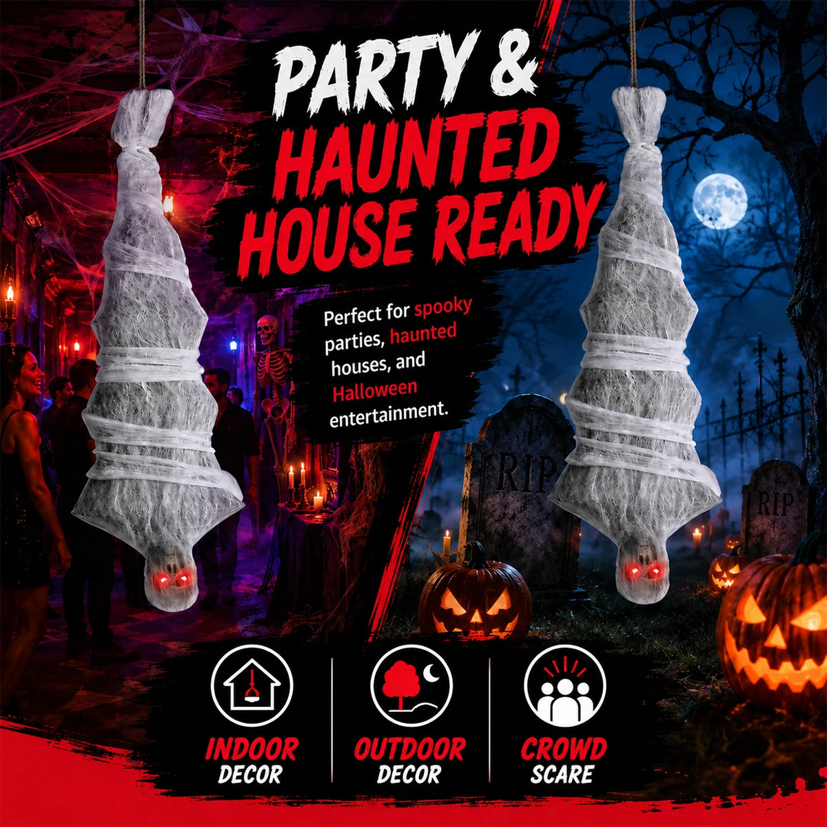 Electric Animated Upside Down Zombie Mummy Halloween Decor