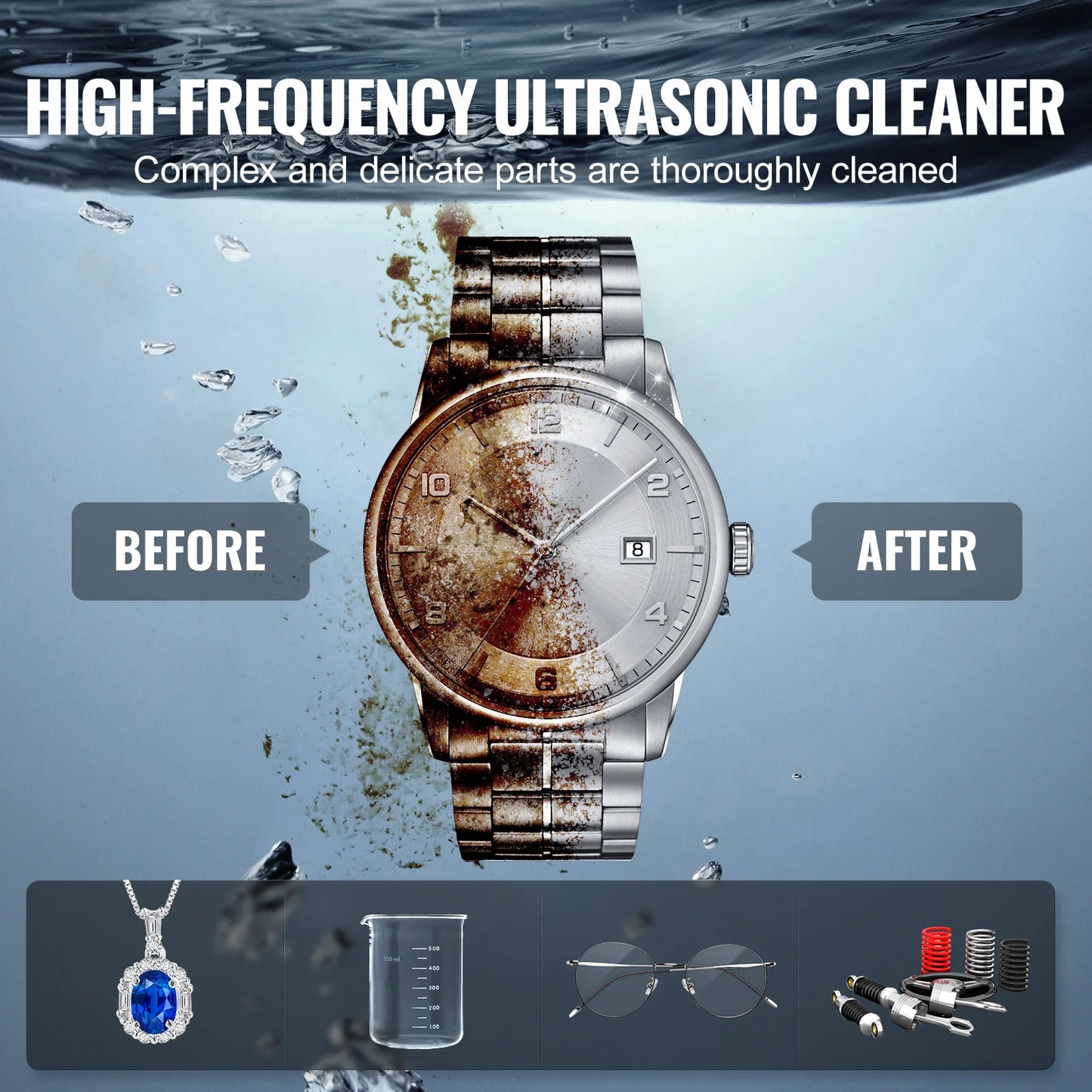 SucceBuy Ultrasonic Cleaner For Dishes Portable Kitchen Appliance