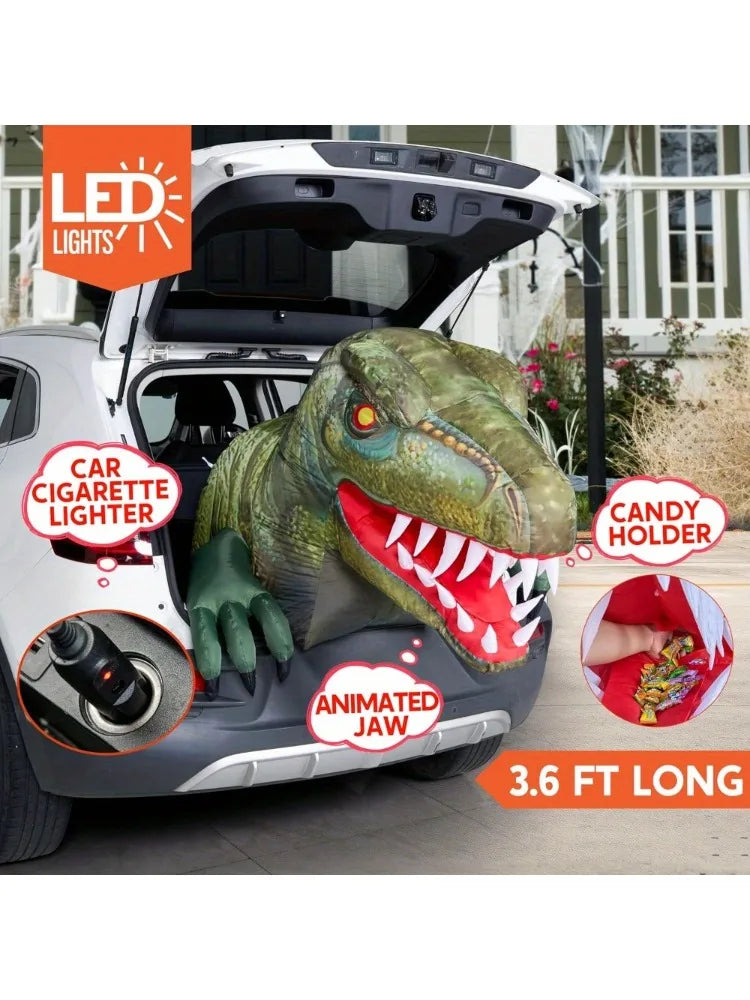 Animated Halloween Inflatable Dinosaur With LED Lights For Outdoor Decoration
