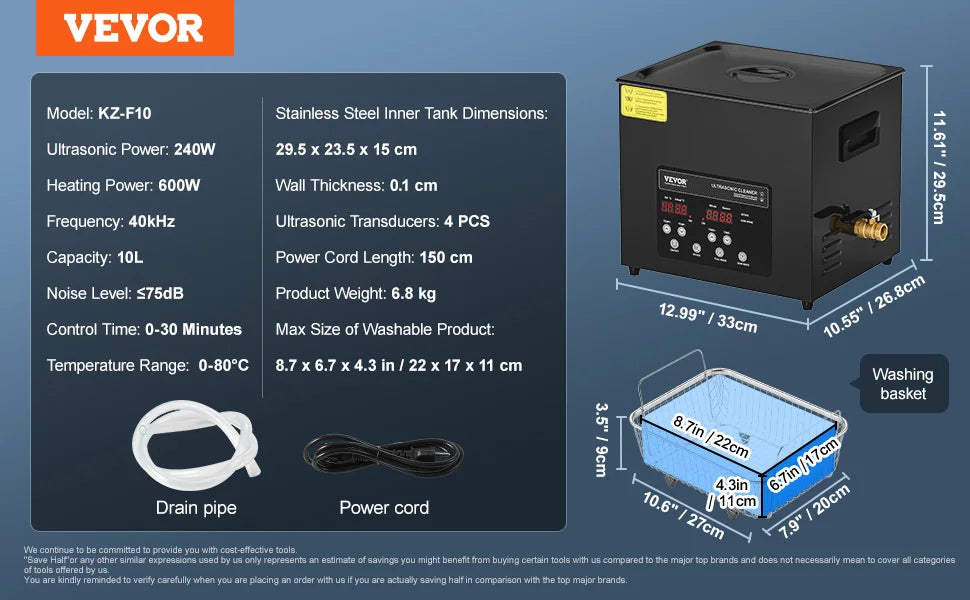 SucceBuy Ultrasonic Cleaner For Dishes Portable Kitchen Appliance