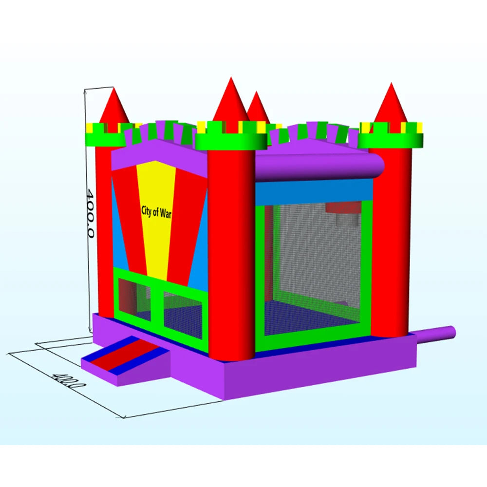 Heavy Duty Inflatable Bounce House With Steeple Top Design