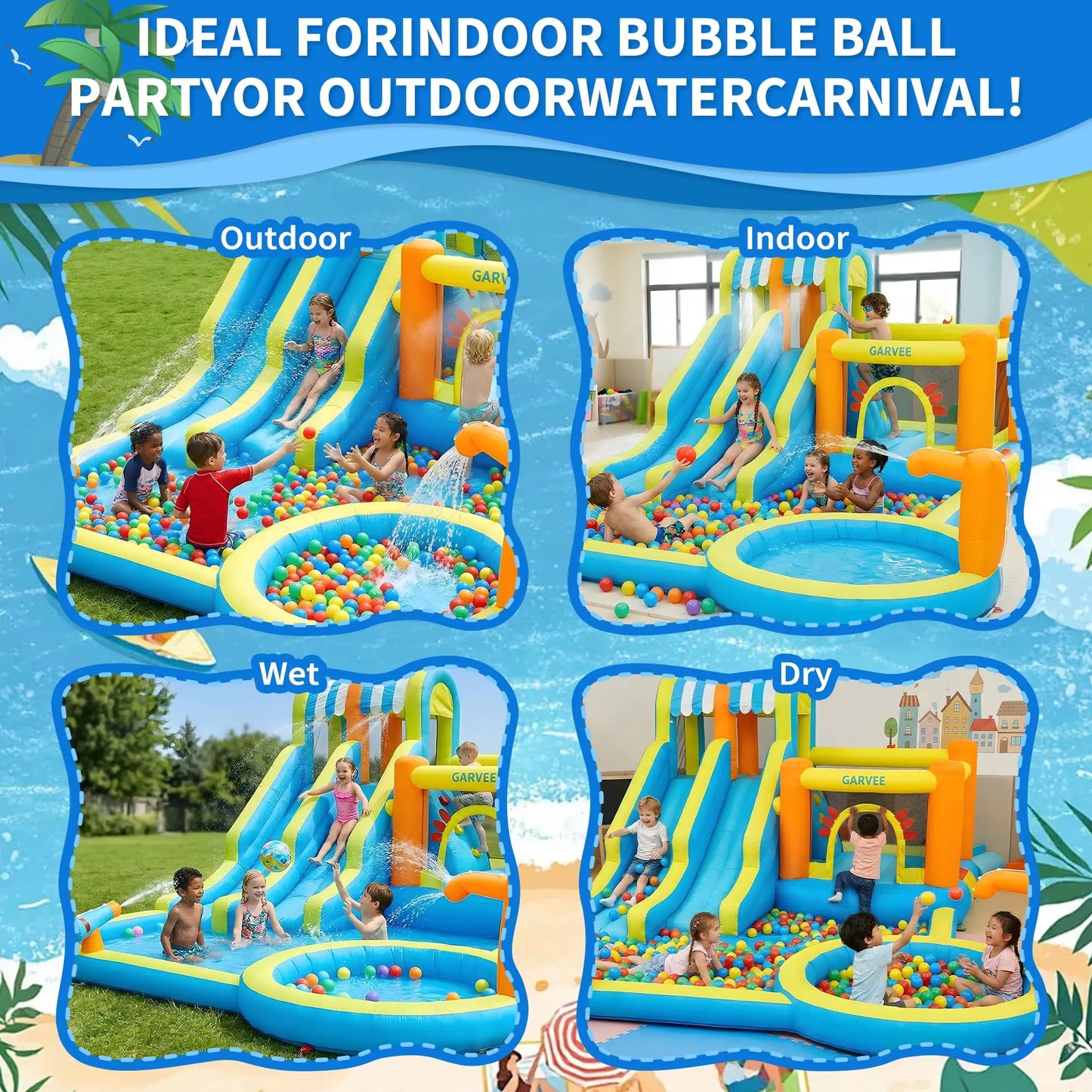 Himiss Eight In One Inflatable Water Slide Bounce House Blower