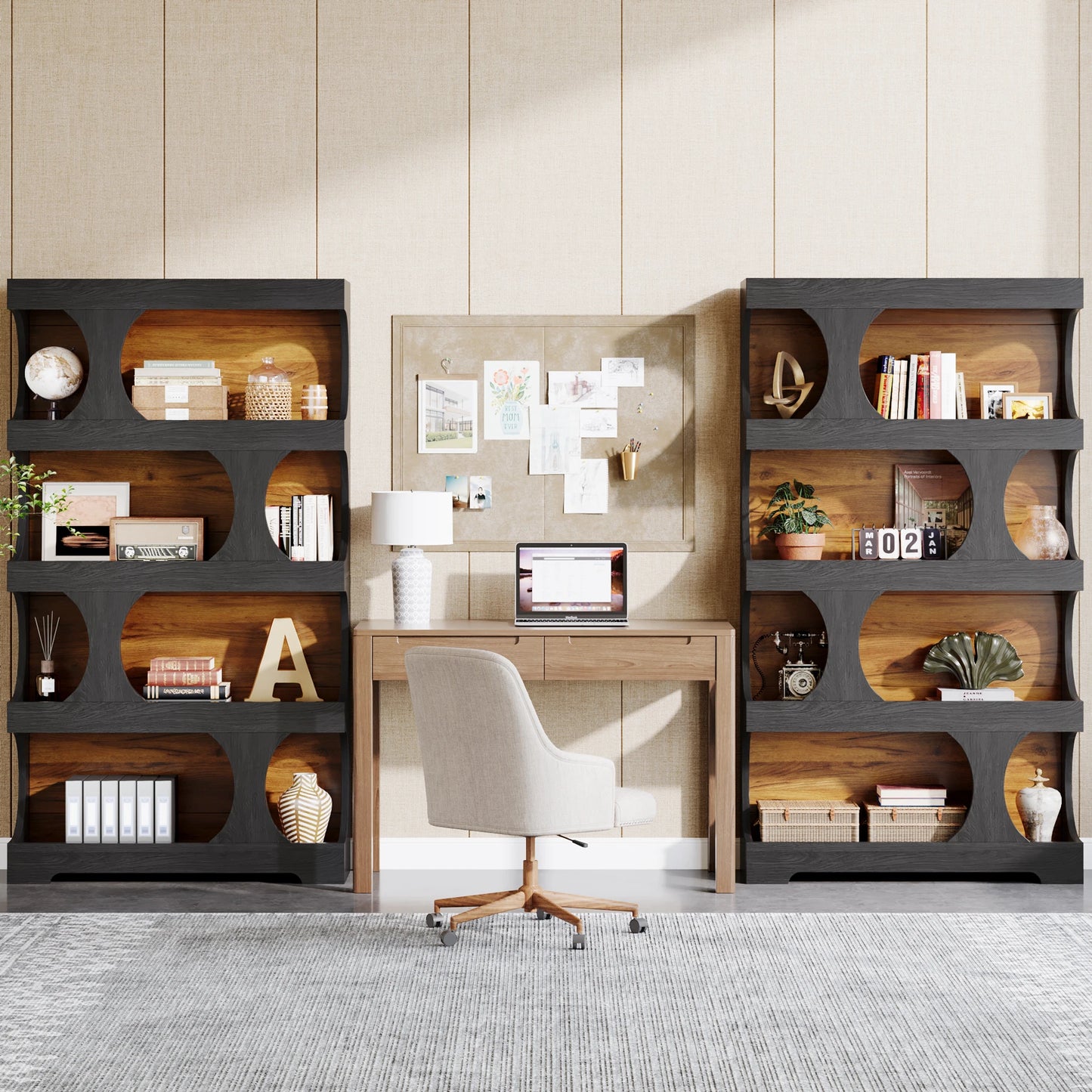 Tribesigns Wooden Freestanding Bookcase Four Tier Display Shelving