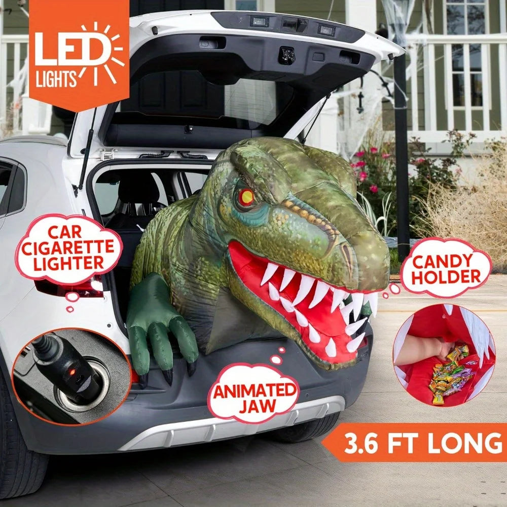 Animated Halloween Inflatable Dinosaur With LED Lights For Outdoor Decoration