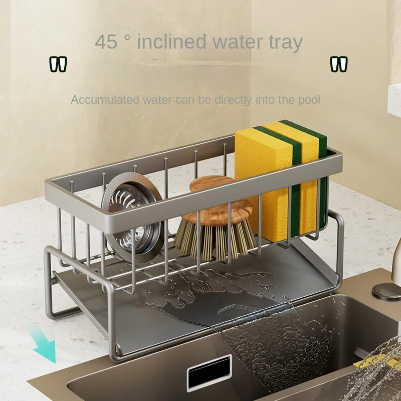 Stainless Steel Sink Drainage Rack and Dishcloth Storage