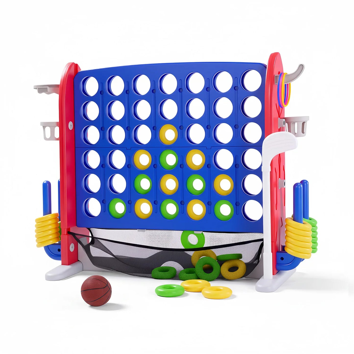 Giant Four In A Row Basketball Ring Toss Outdoor Game