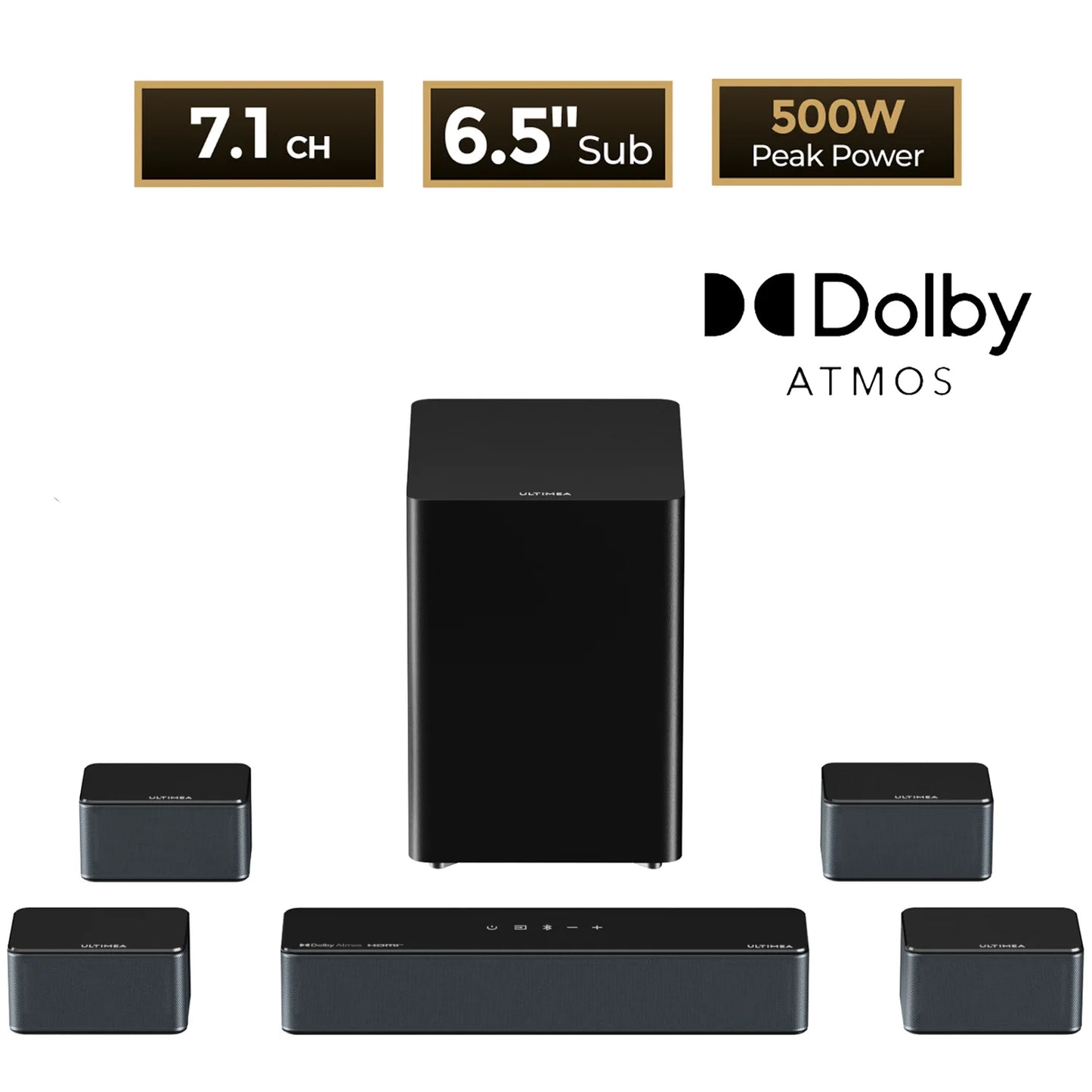ULTIMEA Poseidon D80 Boom 7.1 Channel Dolby Atmos Soundbar Subwoofer