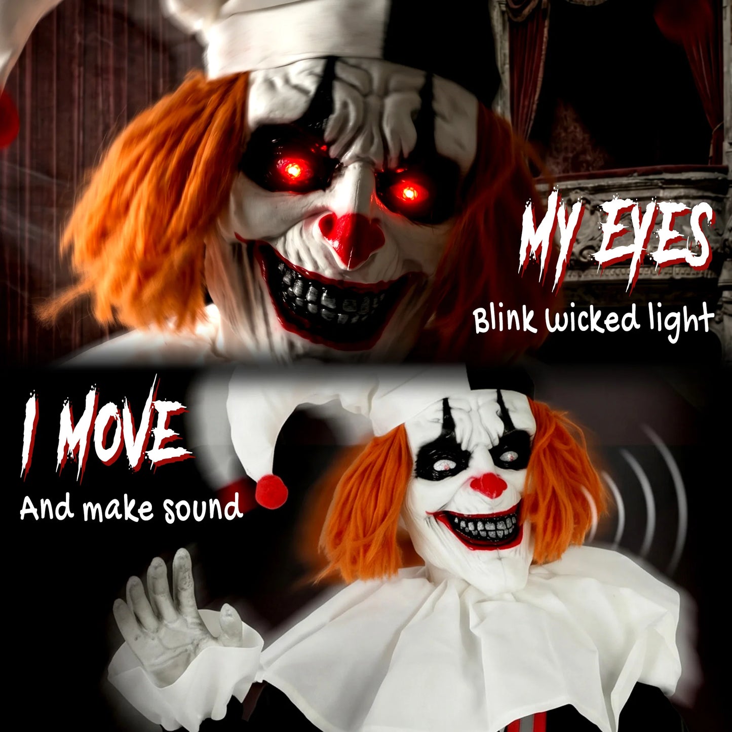 Animated Halloween Clown Decoration With Sound And Touch Activated