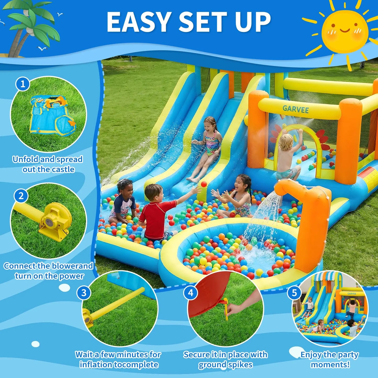 Himiss Eight In One Inflatable Water Slide Bounce House Blower