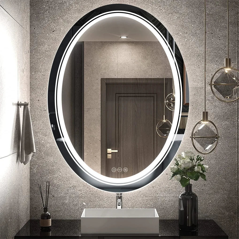BORWART Oval LED Bathroom Mirror Anti Fog Backlit Front Light