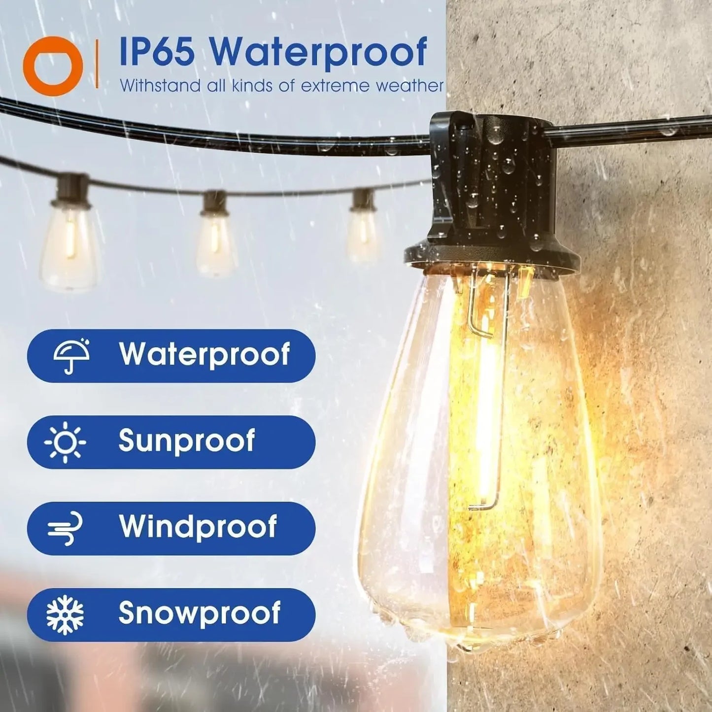 MIMIRGB Waterproof LED Outdoor String Lights For Patio