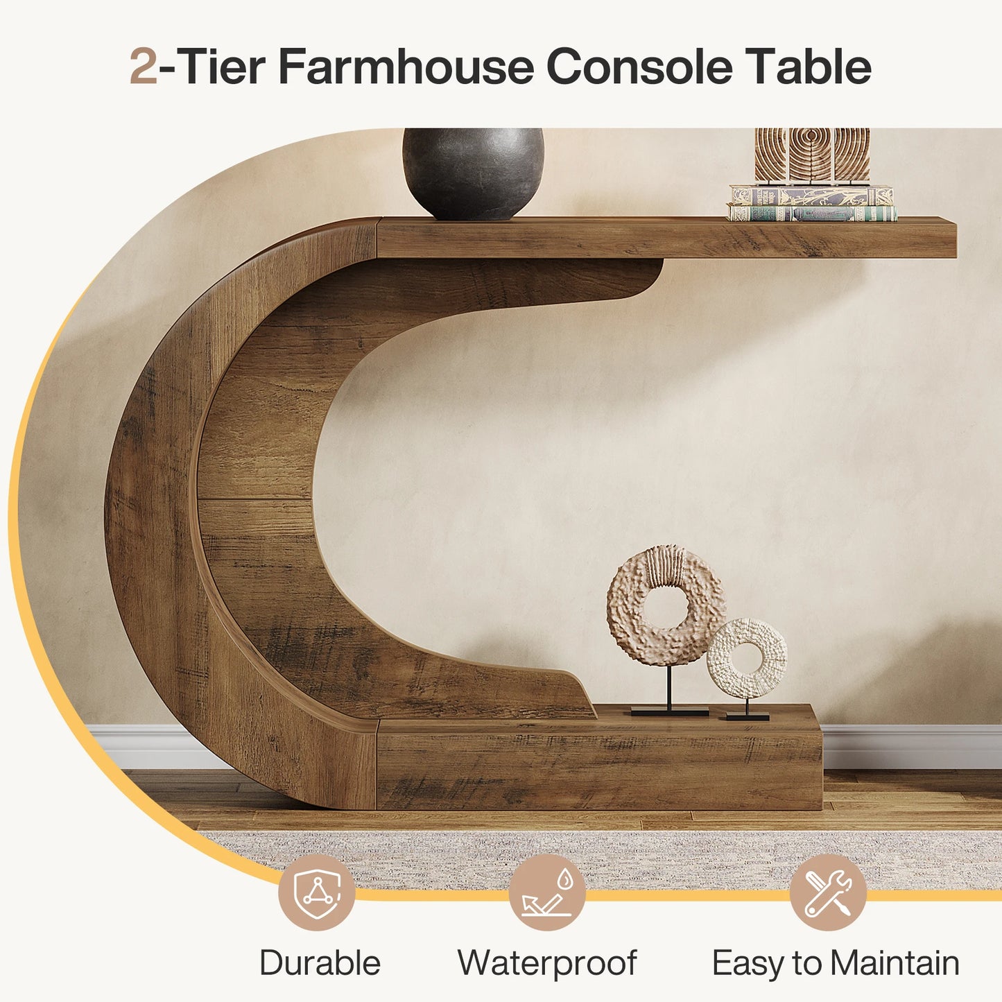 Tribesigns Mid Century Modern Wood Console Table For Entryway