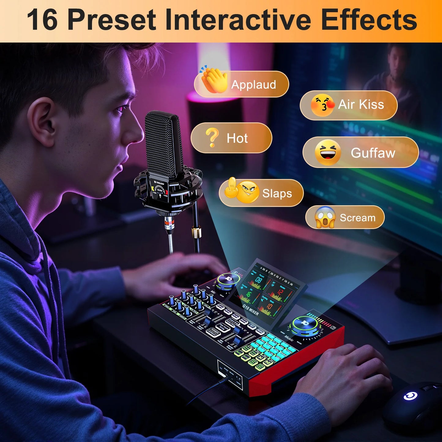 Tenlamp G10 PKPRO 6 Channel USB Podcast Mixer With Mic XLR Interface