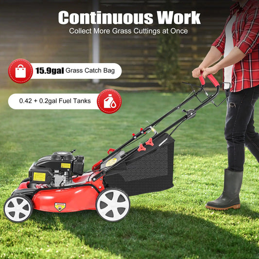 Self Propelled Gasoline Lawn Mower 140cc Four Stroke Adjustable Height