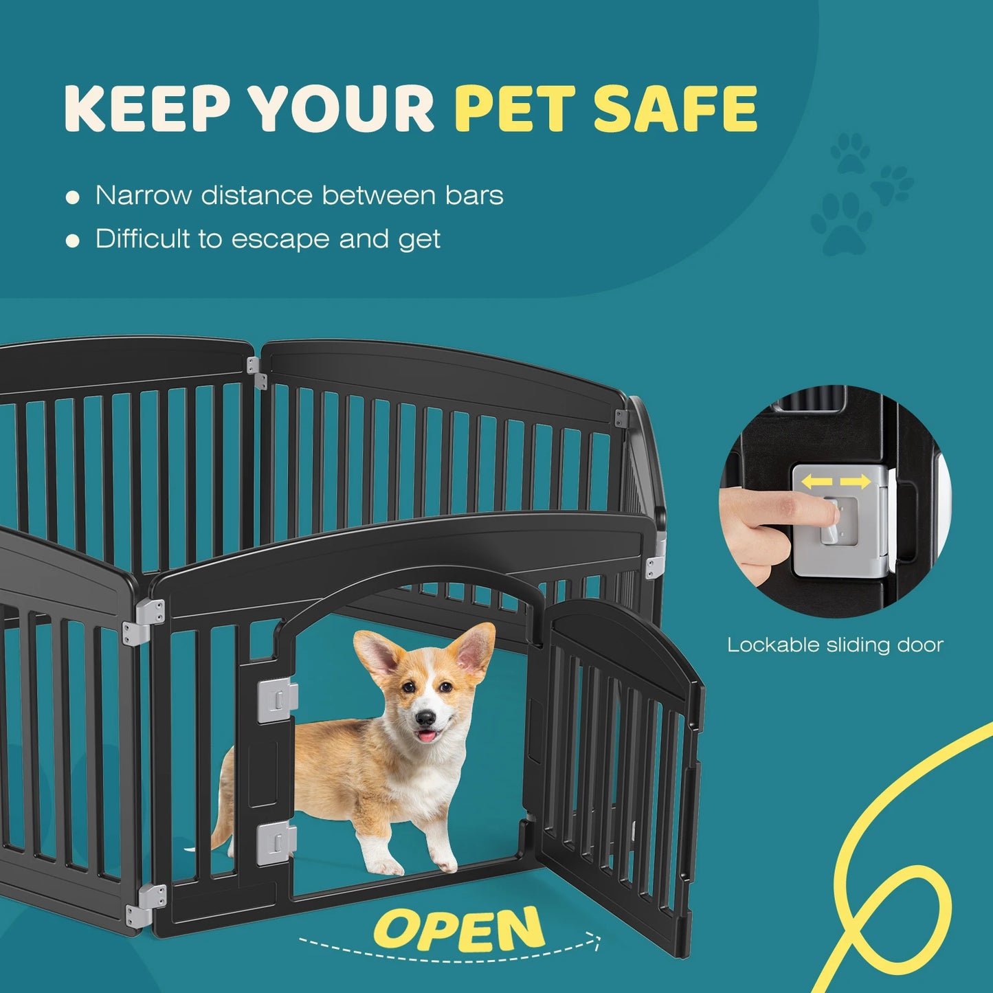 JHK Plastic Dog Playpen Six Panel Portable Indoor Outdoor Fence