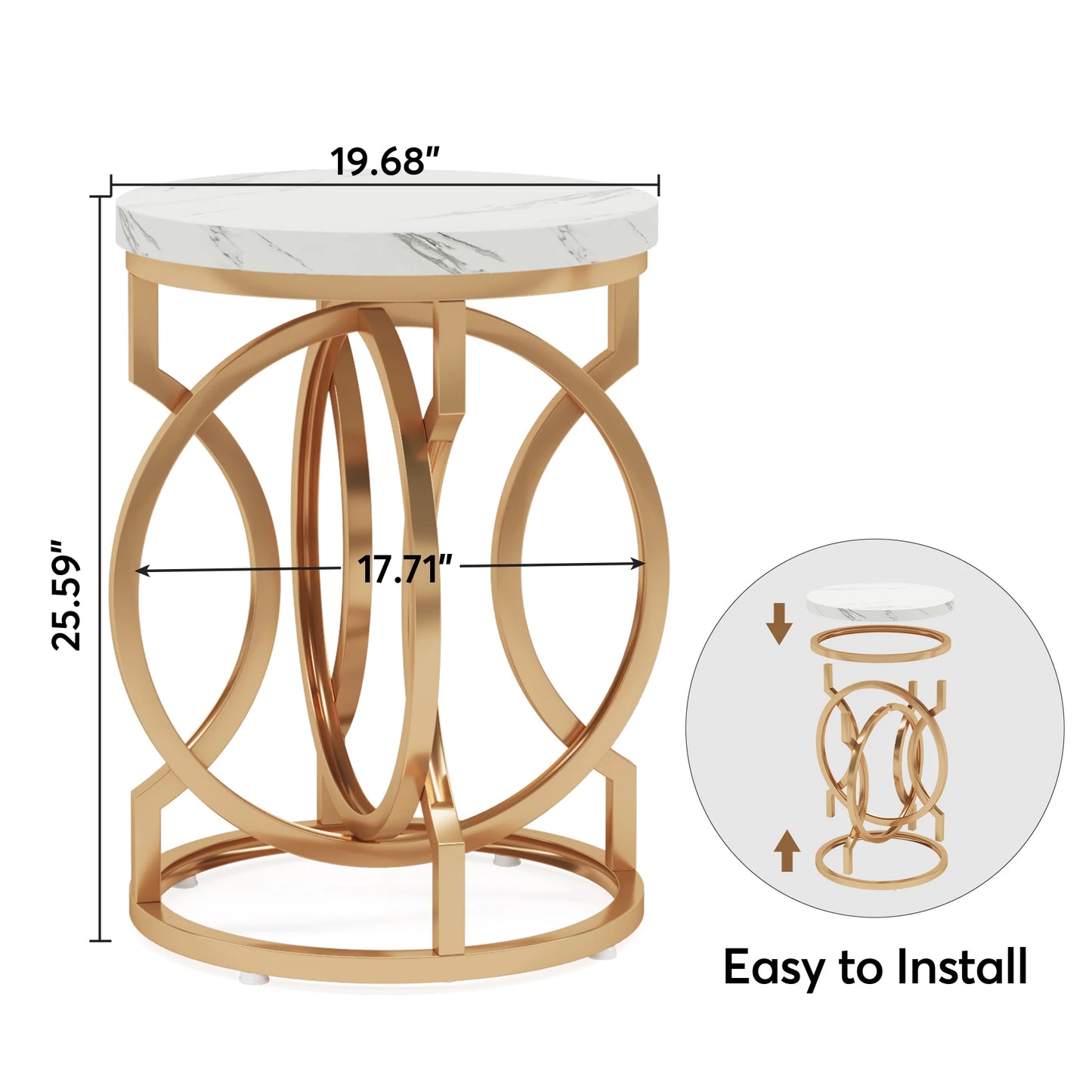 Tribesigns Modern Round Side Table With Thick Wood Top