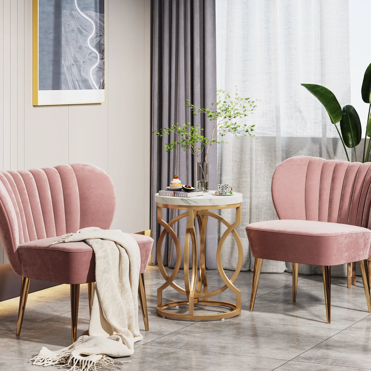 Tribesigns Modern Round Side Table With Thick Wood Top