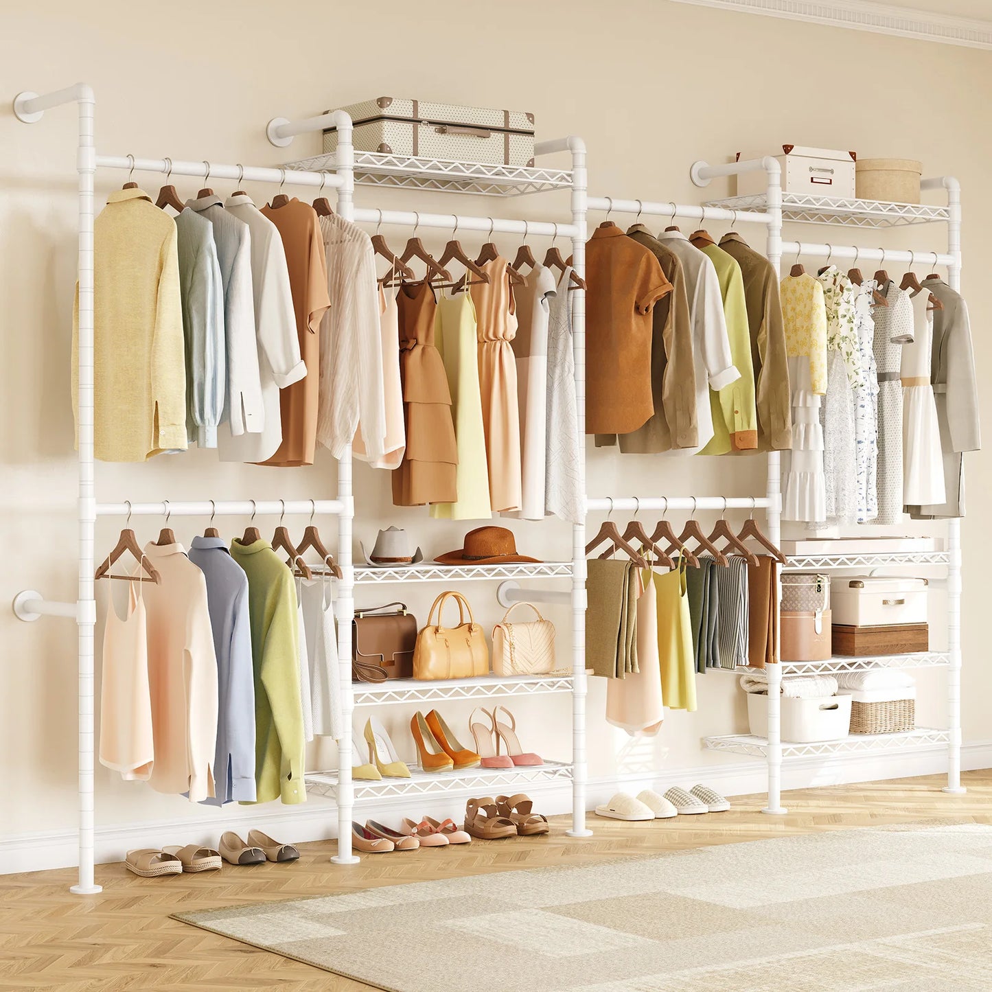 Onbrill Wall Mounted Industrial Pipe Clothes Rack Organizer