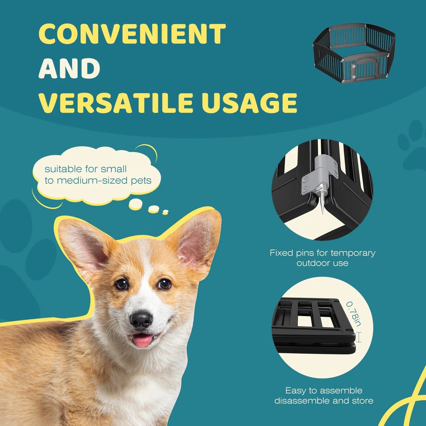 JHK Plastic Dog Playpen Six Panel Portable Indoor Outdoor Fence