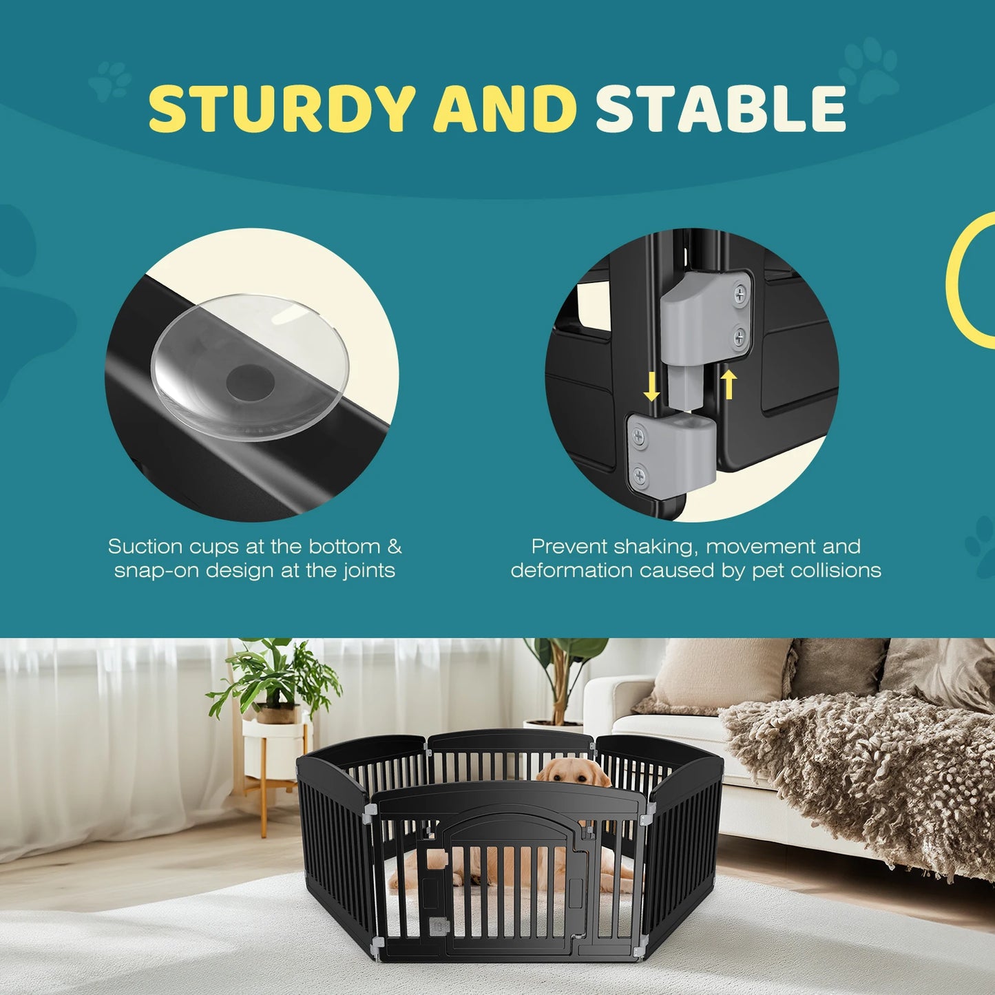 JHK Plastic Dog Playpen Six Panel Portable Indoor Outdoor Fence