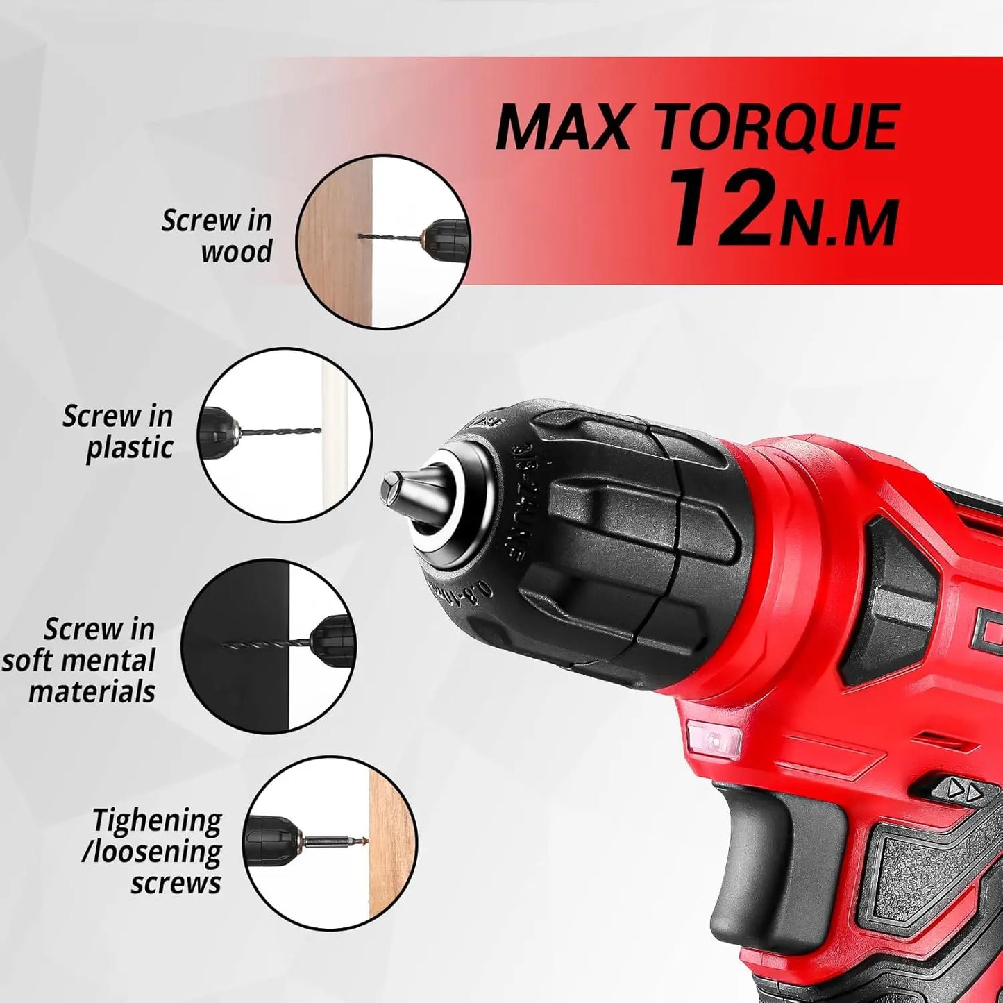 DEKO 8V Cordless Drill Tool Set 126 Piece Home Kit