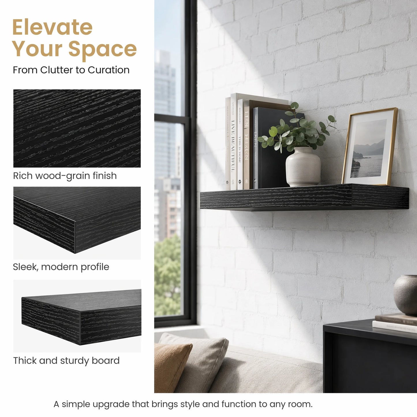 Floating Wall Shelves Set Of 3 With Invisible Brackets Laminate