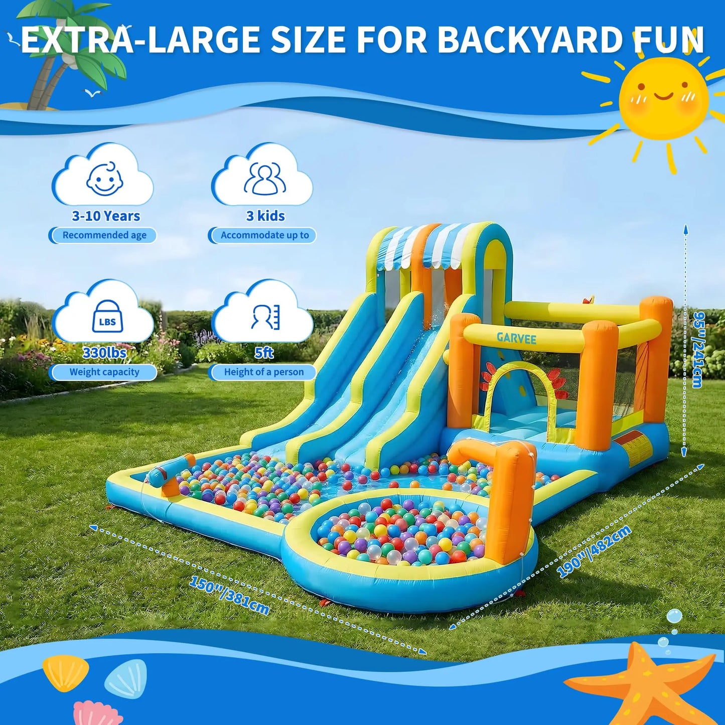 Himiss Eight In One Inflatable Water Slide Bounce House Blower