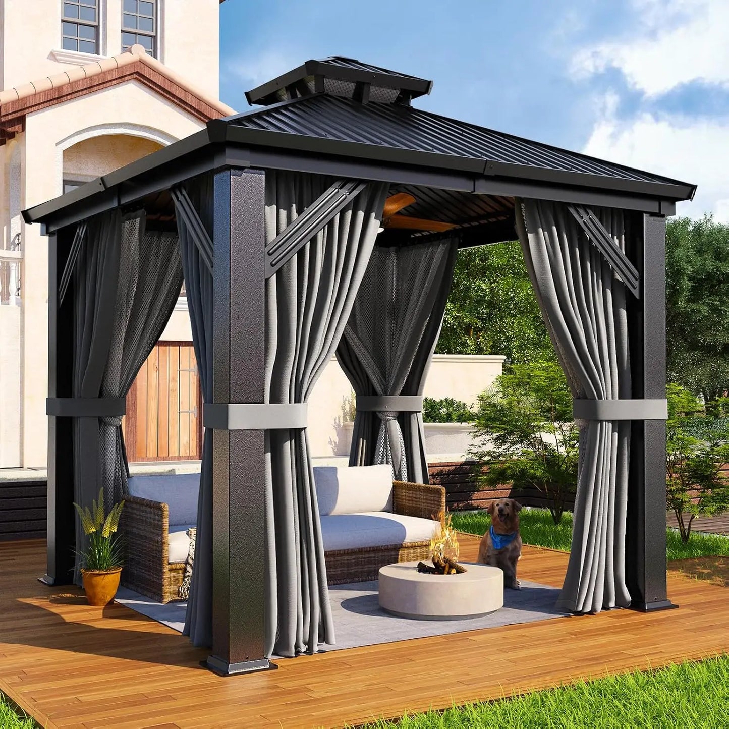 Hardtop Gazebo With Aluminum Frame And Steel Roof Outdoor Shelter