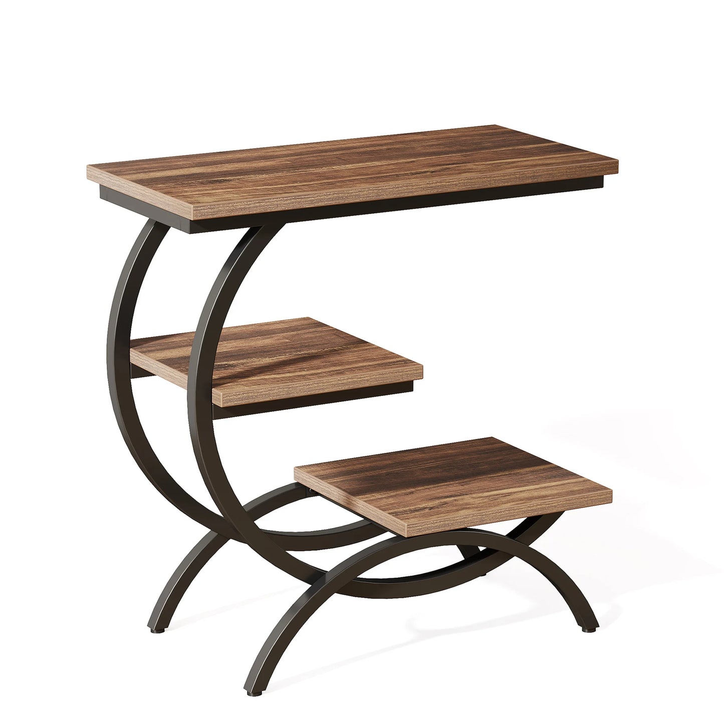 Tribesigns C-Shaped End Table Industrial Storage Sofa Side Table