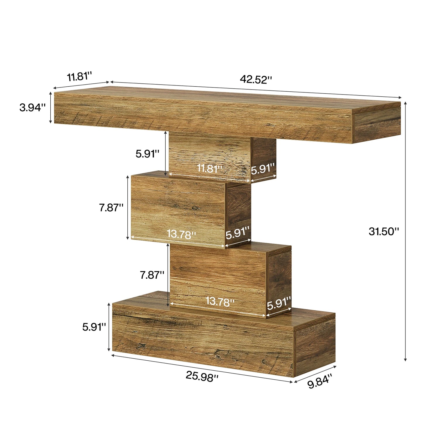 Tribesigns Farmhouse Console Table With Storage And Geometric Base