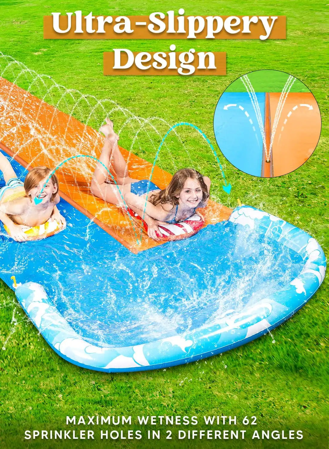 Joyfy Outdoor Water Slide With Built In Sprinklers For Kids