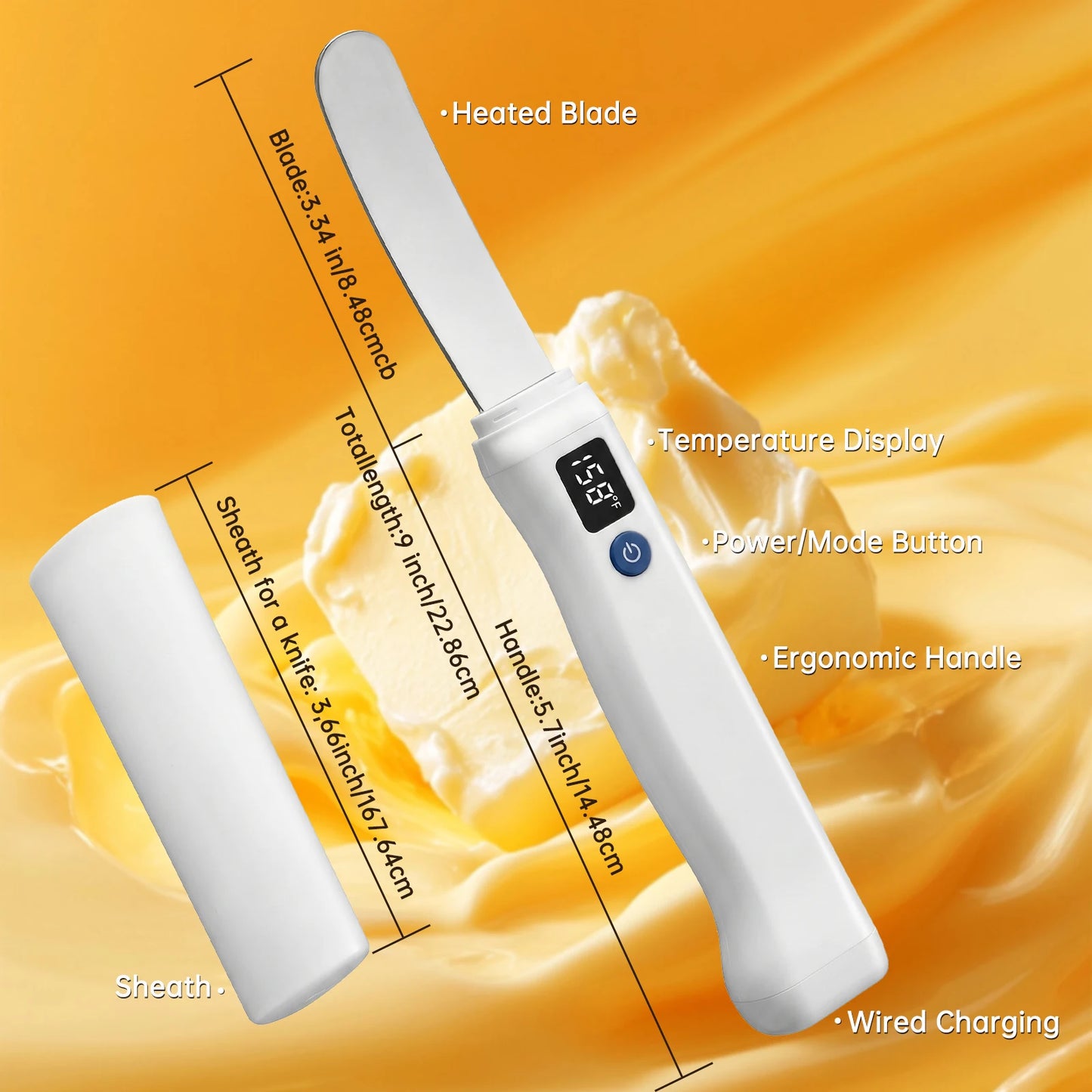 USB Rechargeable Heated Butter Knife Spreader For Cheese And Toast