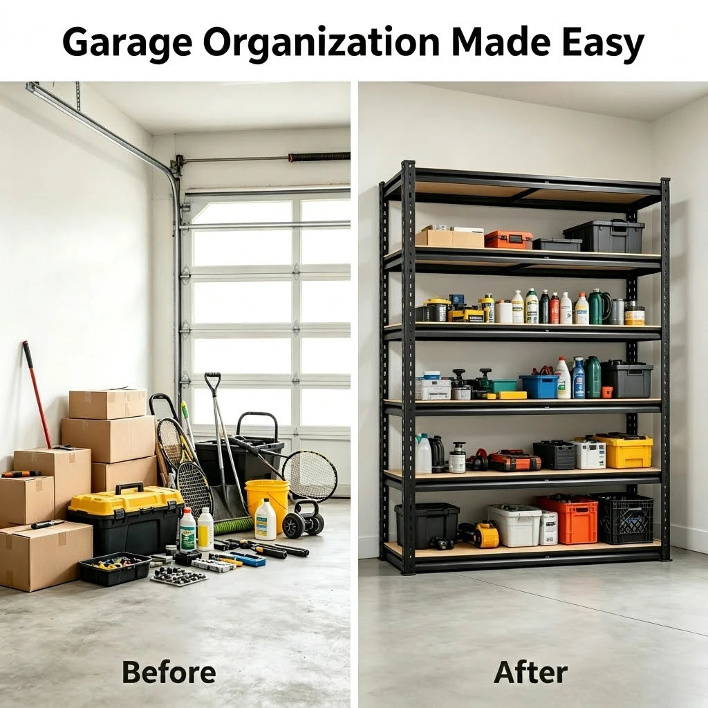 Heavy Duty Metal Storage Rack 5 Tier Adjustable Shelving Unit With MDF Board