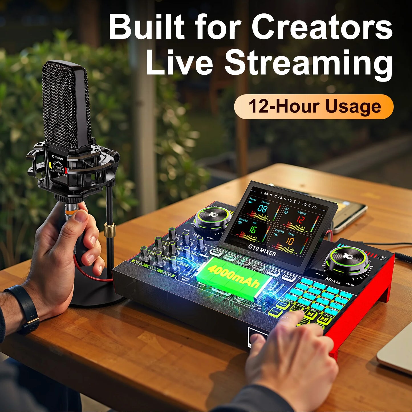 Tenlamp G10 PKPRO 6 Channel USB Podcast Mixer With Mic XLR Interface