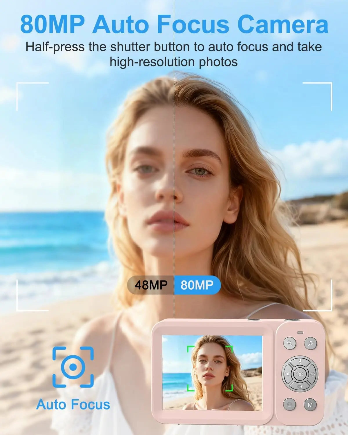 80MP Auto Focus Camera For Beginners With 32GB SD Card
