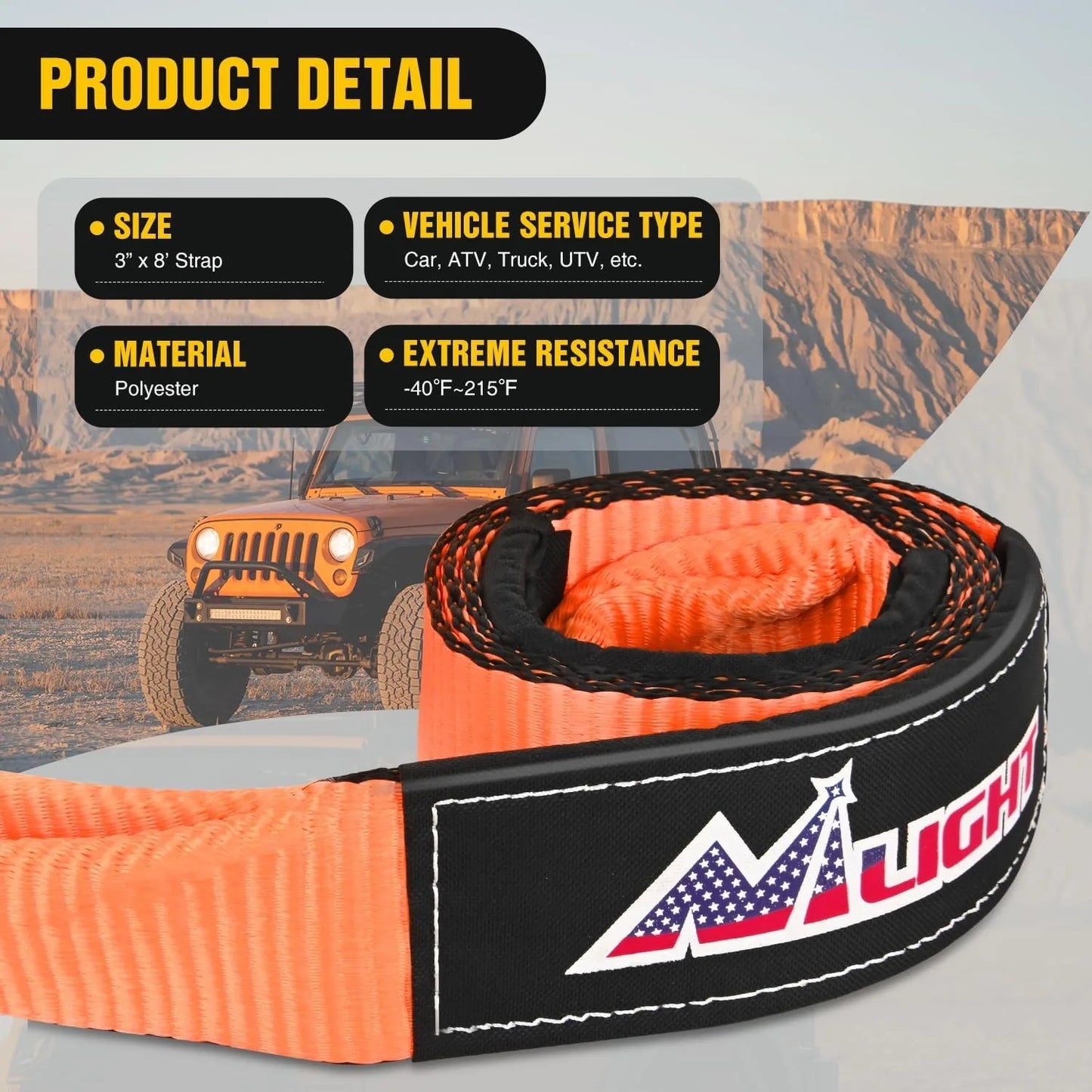Nilight Offroad Recovery Kit With Heavy Duty Tow Straps