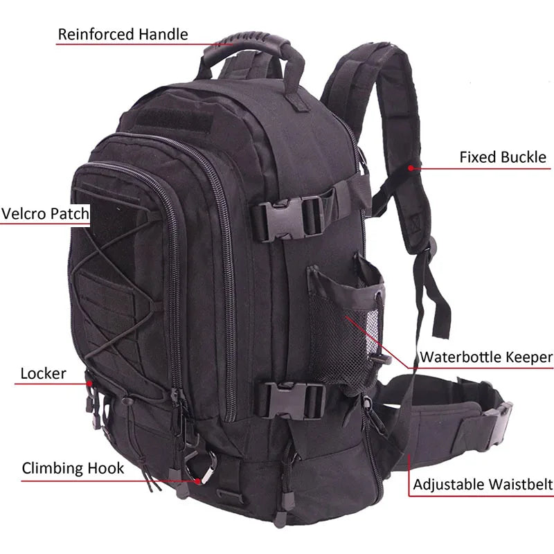 LQARMY Waterproof Tactical Backpack With Integrated Molle Gear Webbing