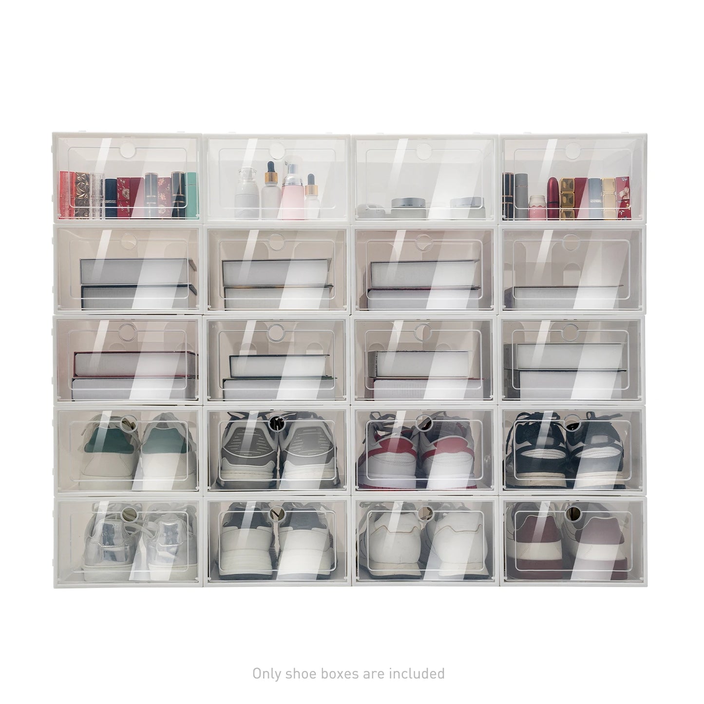 Foldable Flip Shoe Box Set 20 Or 24 Pack Clear Plastic Storage Case