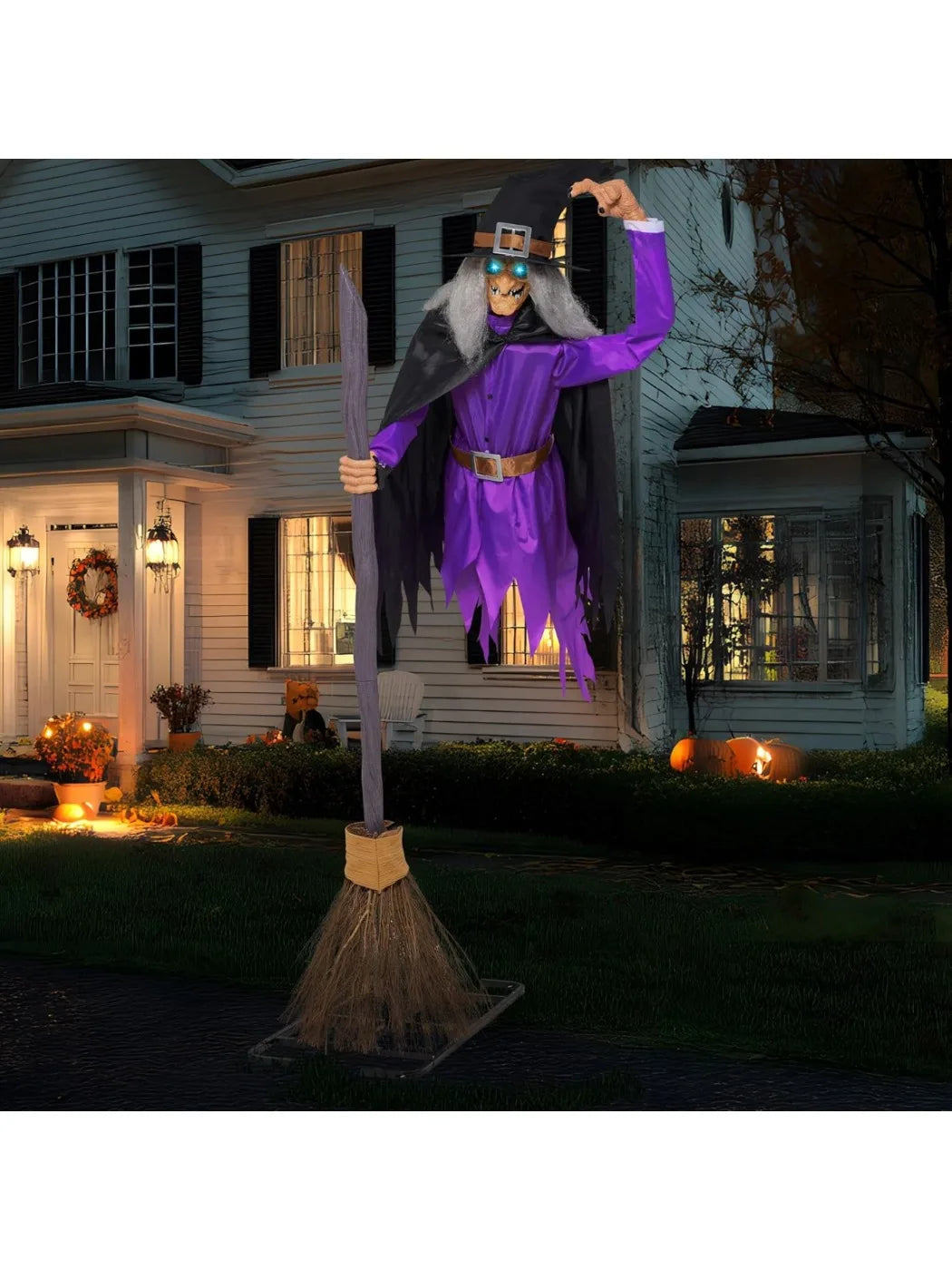 Animated Halloween Flying Witch Decoration With Light Eyes And Spooky Voice