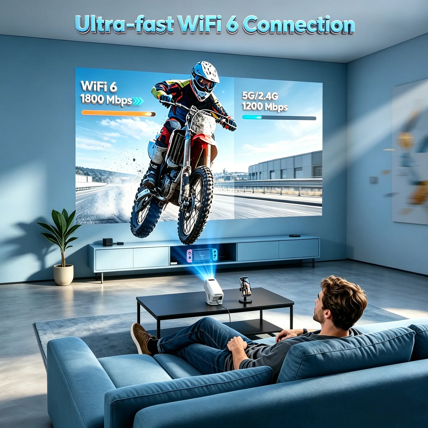 XGODY Portable 4K Projector With WiFi Bluetooth Android 11