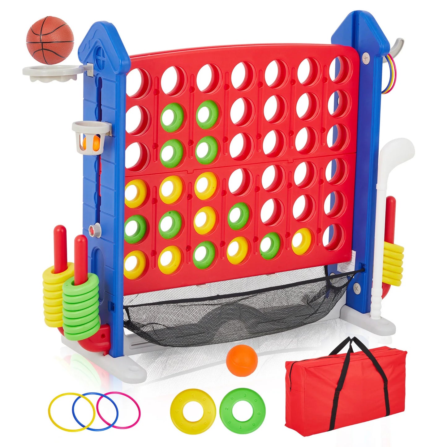 Giant Four In A Row Basketball Ring Toss Outdoor Game